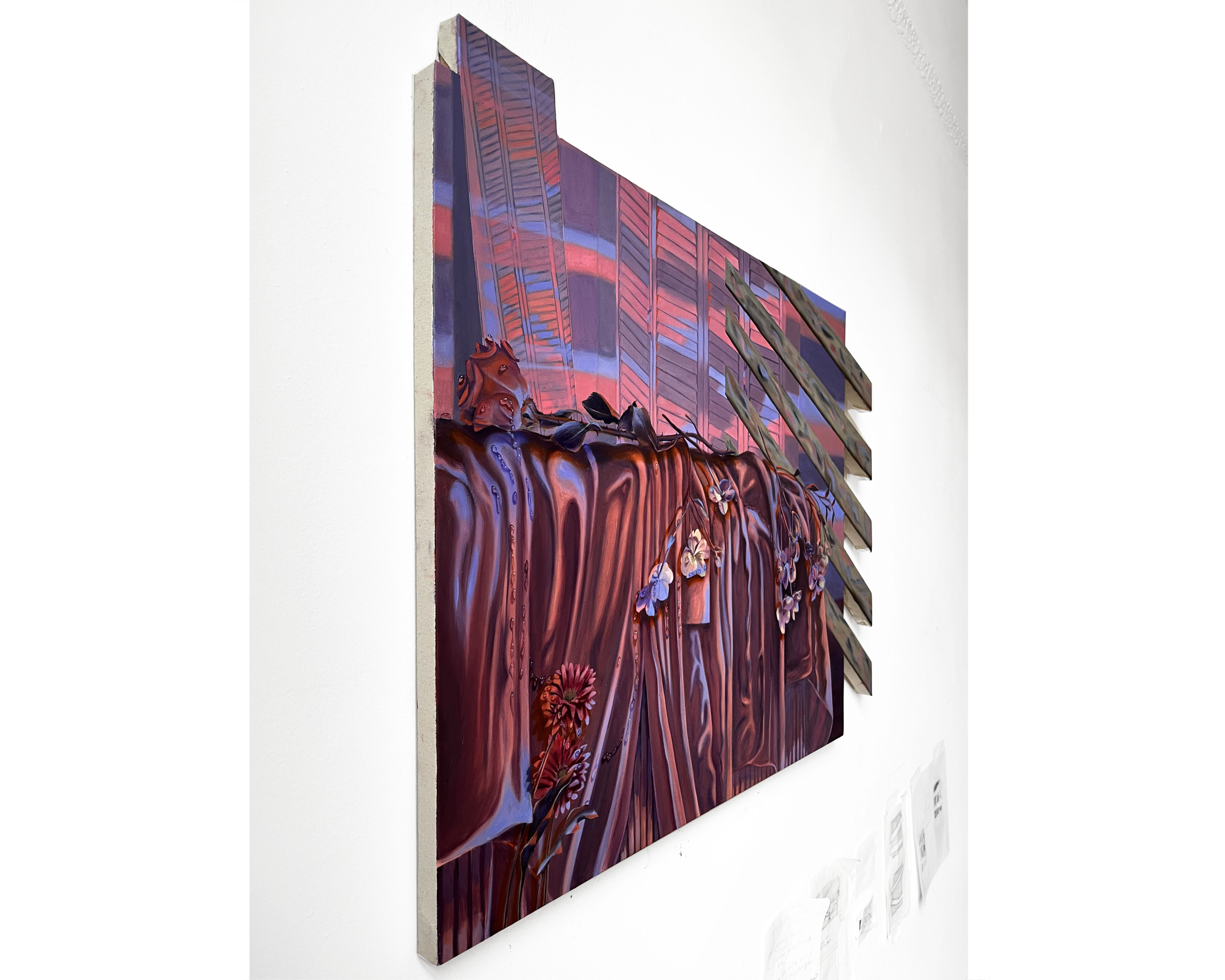 Stigma Spectrum, (left side view), 24x32x1 <br>oil on built canvas, 2024
<br>